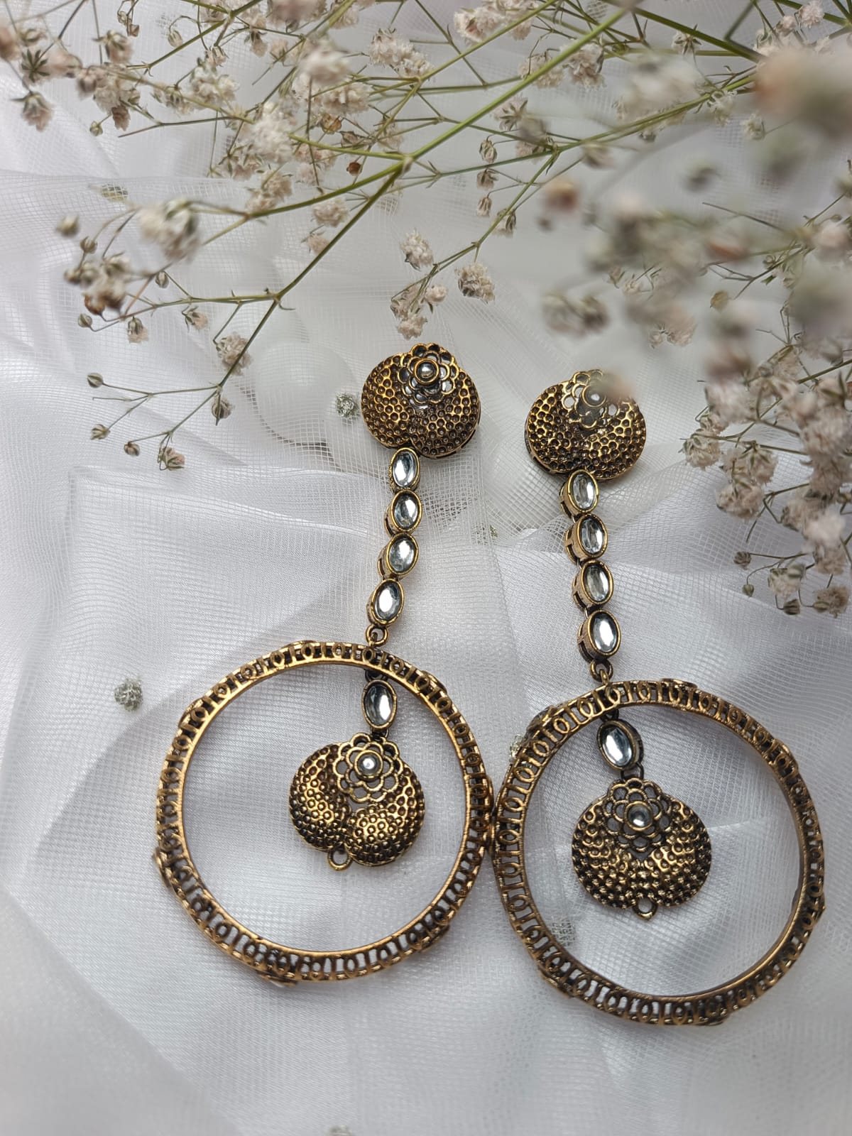 Vintage-Style Oxidized brass Earrings