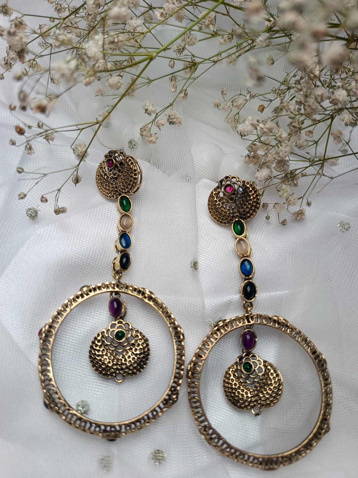 Vintage-Style Oxidized brass Earrings