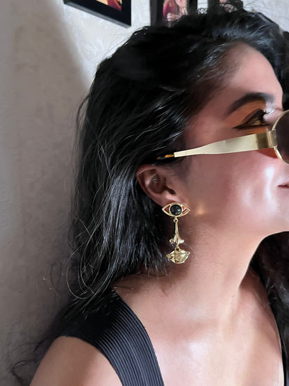 Anti tarnish Golden Evil Eye & Hamsa Hand Earrings
