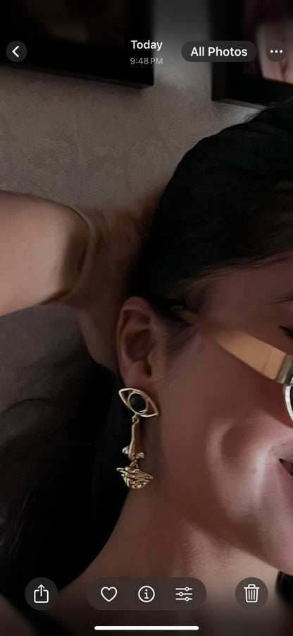 Anti tarnish Golden Evil Eye & Hamsa Hand Earrings