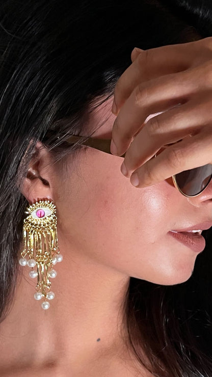 Statement Evil Eye Jhumka Earrings