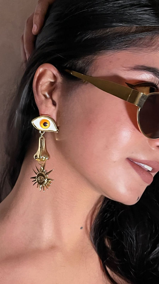 Anti taarnish Eye, Nose, and Sun Drop Earrings