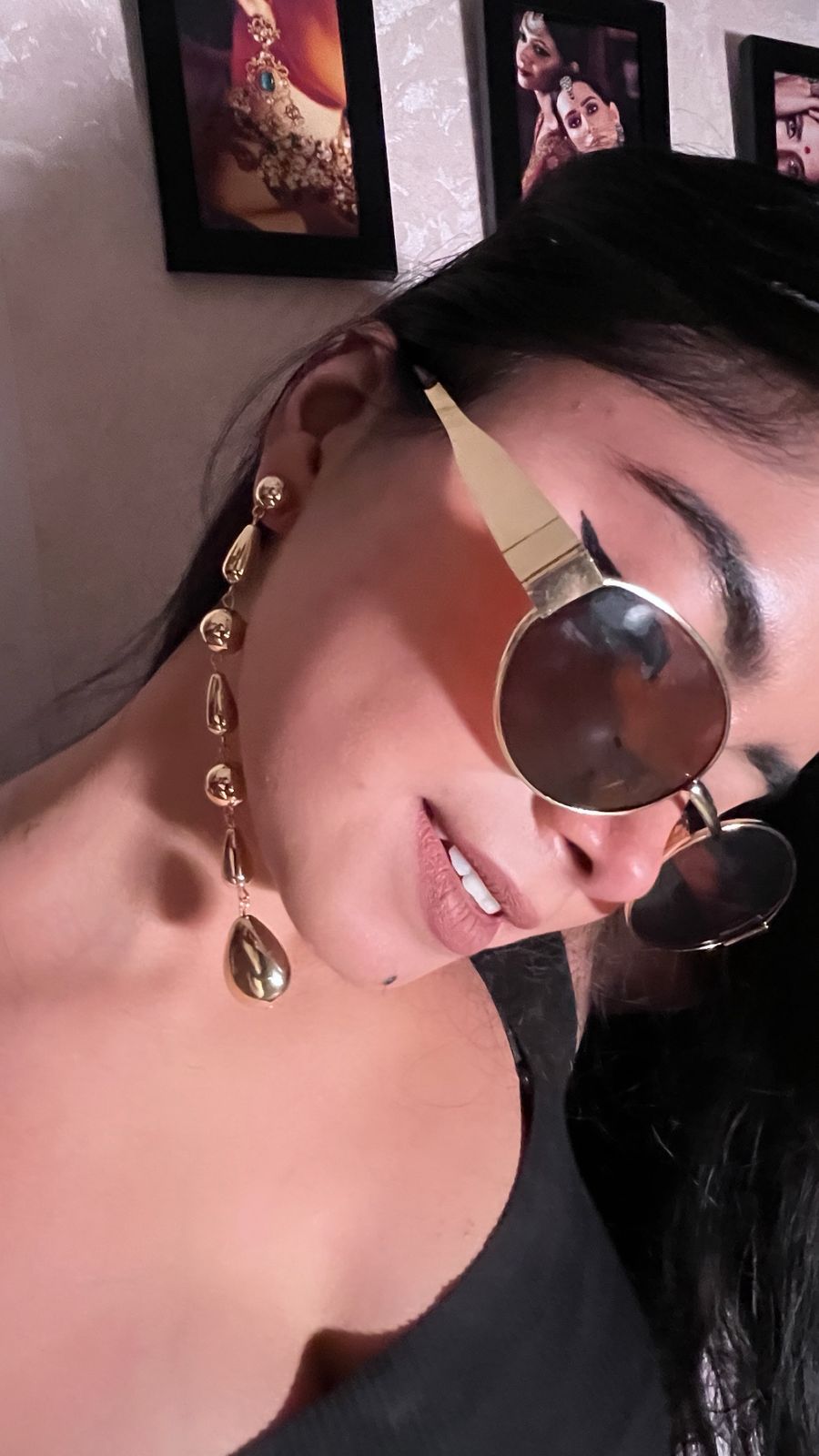 Anti tarnish Long Golden Teardrop Dangle Earrings