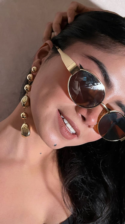 Anti tarnish Mixed Shape Golden Drop Earrings