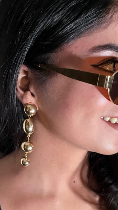 Anti tarnish Golden Organic Shape Drop Earrings