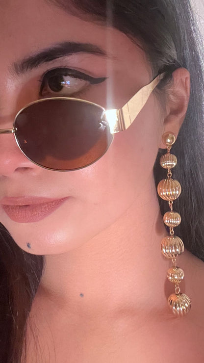 Anti tarnish Golden Tiered Drop Earrings