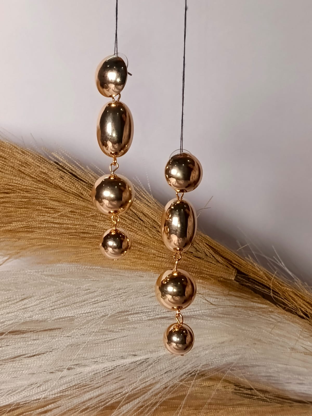 Anti tarnish Golden Organic Shape Drop Earrings