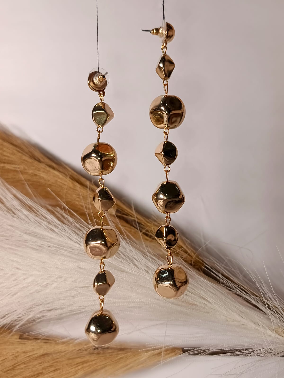 Anti tarnish Chic Golden Ball Drop Earrings