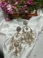 Exquisite Kundan & Emerald Green Stone Chandbali Earrings