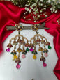 Exquisite Gold-Toned Polki and Mint Green Drop Earrings