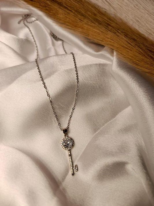 Anti-Tarnish Silver-Plated Key Necklace