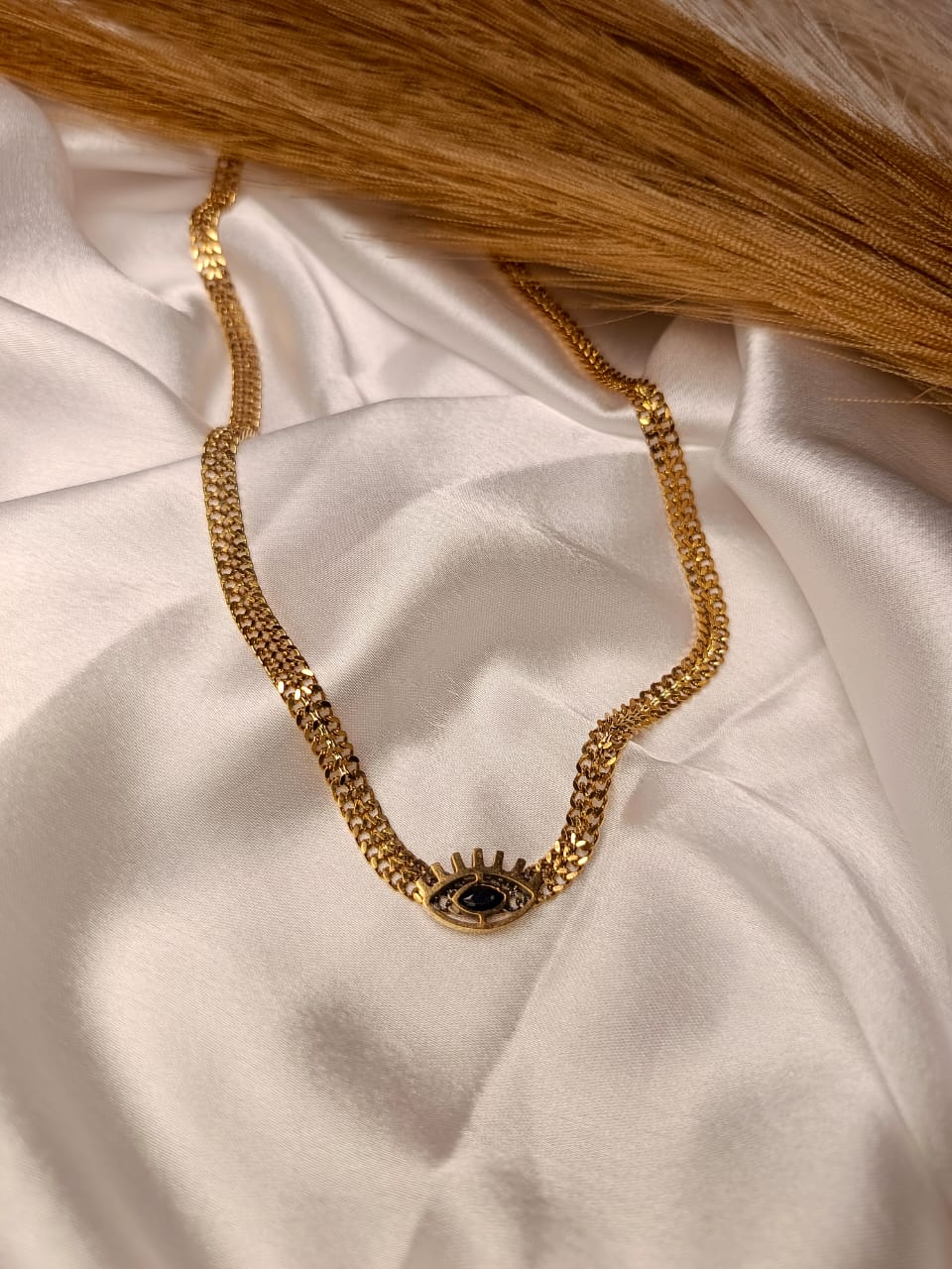 Anti-Tarnish Gold-Plated Evil Eye Choker Necklace