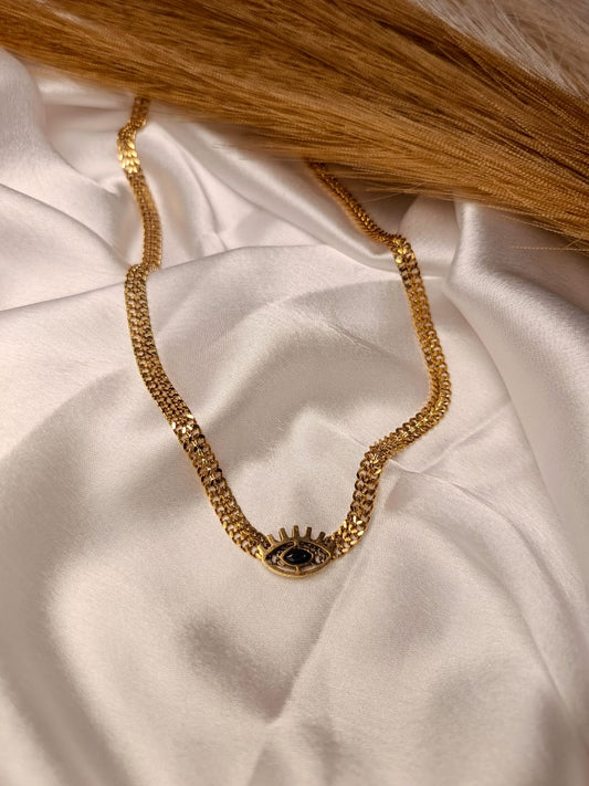 Anti-Tarnish Gold-Plated Evil Eye Choker Necklace