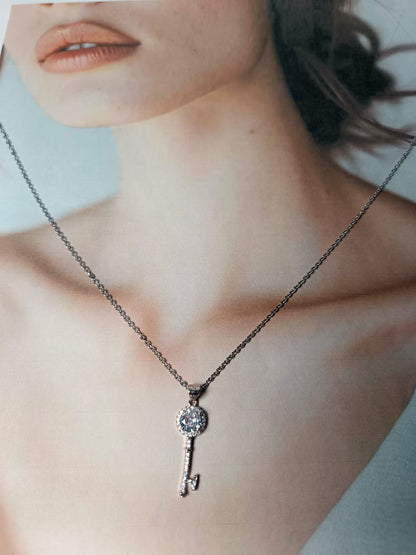 Anti-Tarnish Silver-Plated Key Necklace