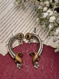 Exquisite Brass Peacock Ear Cuffs with Pearl Detailing