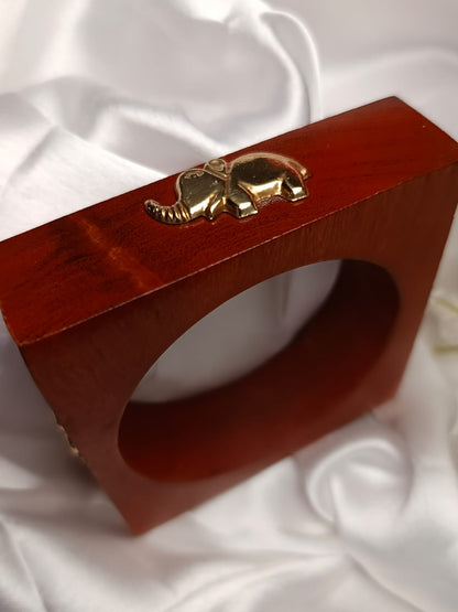 Trending free size up to 2'8 Wooden Bangle with Gold Accents