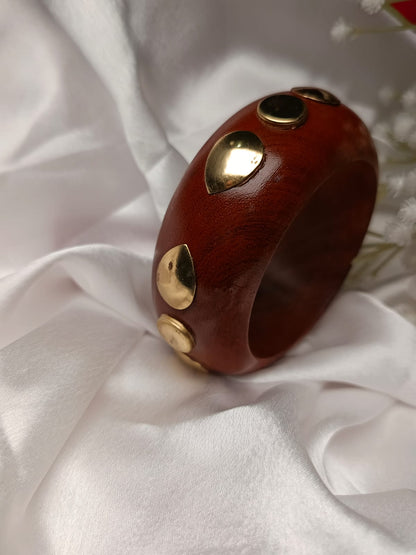 Trending Bohemian Luxe Wooden Cuff with Gold Accents size upto 2'8