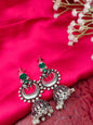 Oxidized Silver Plated Jhumka Earrings with Tribal Design
