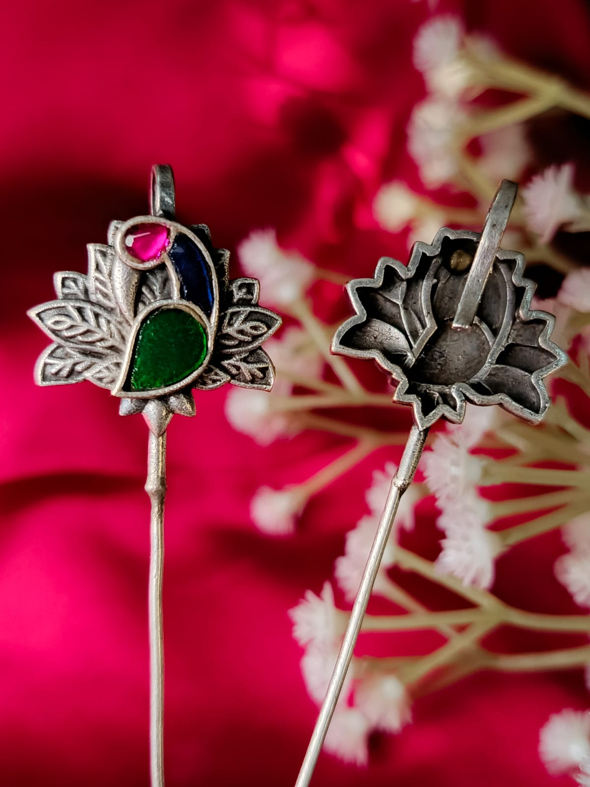 Traditional oxidised ear spike earrings