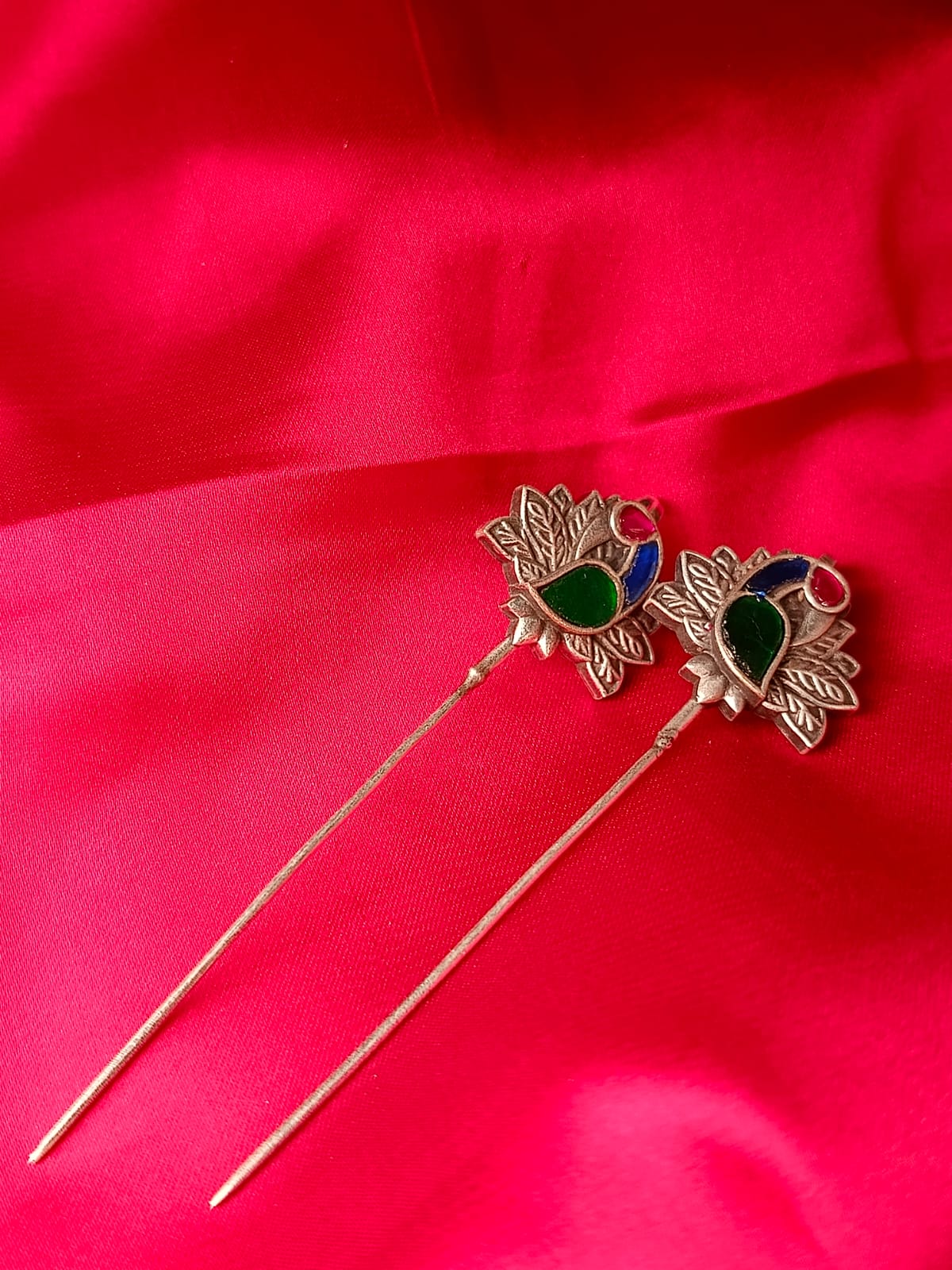 Traditional oxidised ear spike earrings