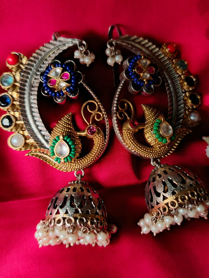 Premium Paachi Kundan Earcuff: Artisan Indian Design | Uncut Gemstone Elegance