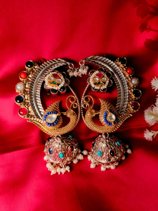 Premium Paachi Kundan Earcuff: Artisan Indian Design | Uncut Gemstone Elegance