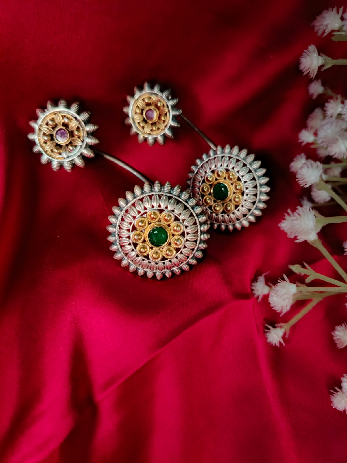 German silver Radiant Sunburst Earcuffs