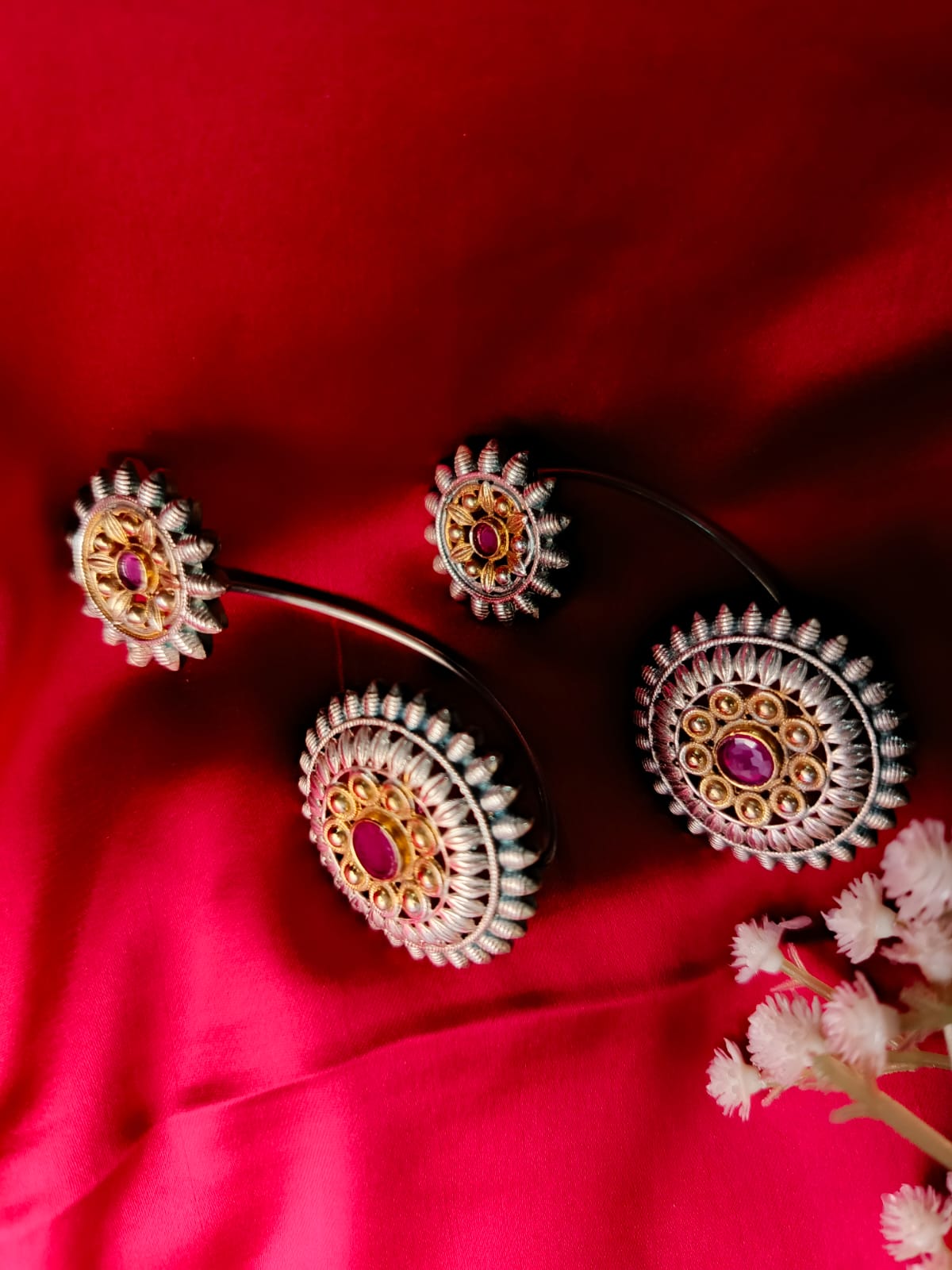 German silver Radiant Sunburst Earcuffs