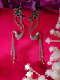 German silver Whimsical Peacock Dangle Earcuff