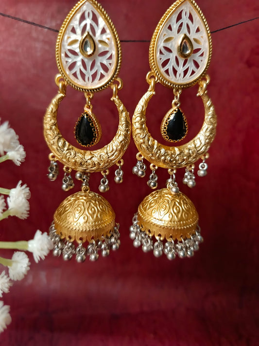 Boho Dual-Tone Angel Wing Brass Jhumka Earrings