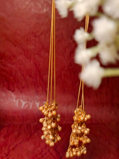 Antique Gold-Tone Brass Boho Dangler Earrings