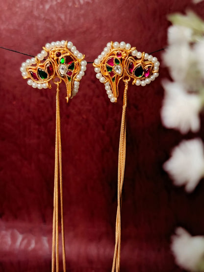 Antique Gold-Tone Brass Boho Dangler Earrings