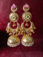 Traditional Gold Plated Brass Chandbali Jhumka Earrings