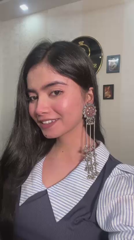 Elegant Brass Jhumka Earrings with Beaded & Ghungroo Accents